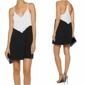 Alice & Olivia Belinda Colorblock Mini Dress Black White Women's Size M A000073